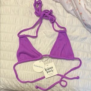 Kulani Kinis Violet Ribbed Halter Bralette